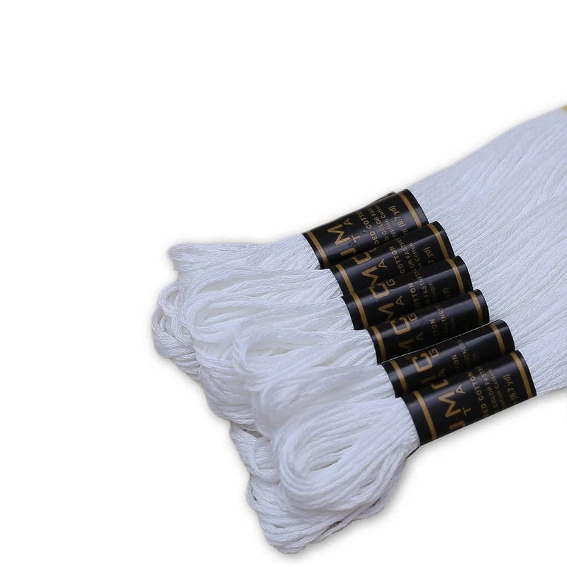 UMC STAG Pack of 12 Premium Embroidery Thread | 100% Egyptian Cotton Premium Skeins | Cross Stitch Embroidery Floss | Oeko TEX Certified Stranded Cotton | Ideal for Arts & Crafts (White-12) - Image 2