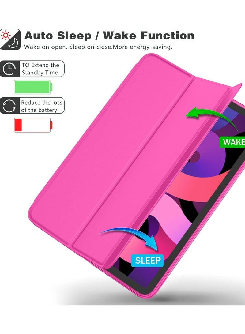 Protective Case Cover For Apple iPad 10.9 inch (2021/2020/2019) Generation with Pencil Holder, Supports Apple Pencil Charging and Touch ID, Shockproof Cover  with Auto Wake/Sleep, Hot pink - Image 2