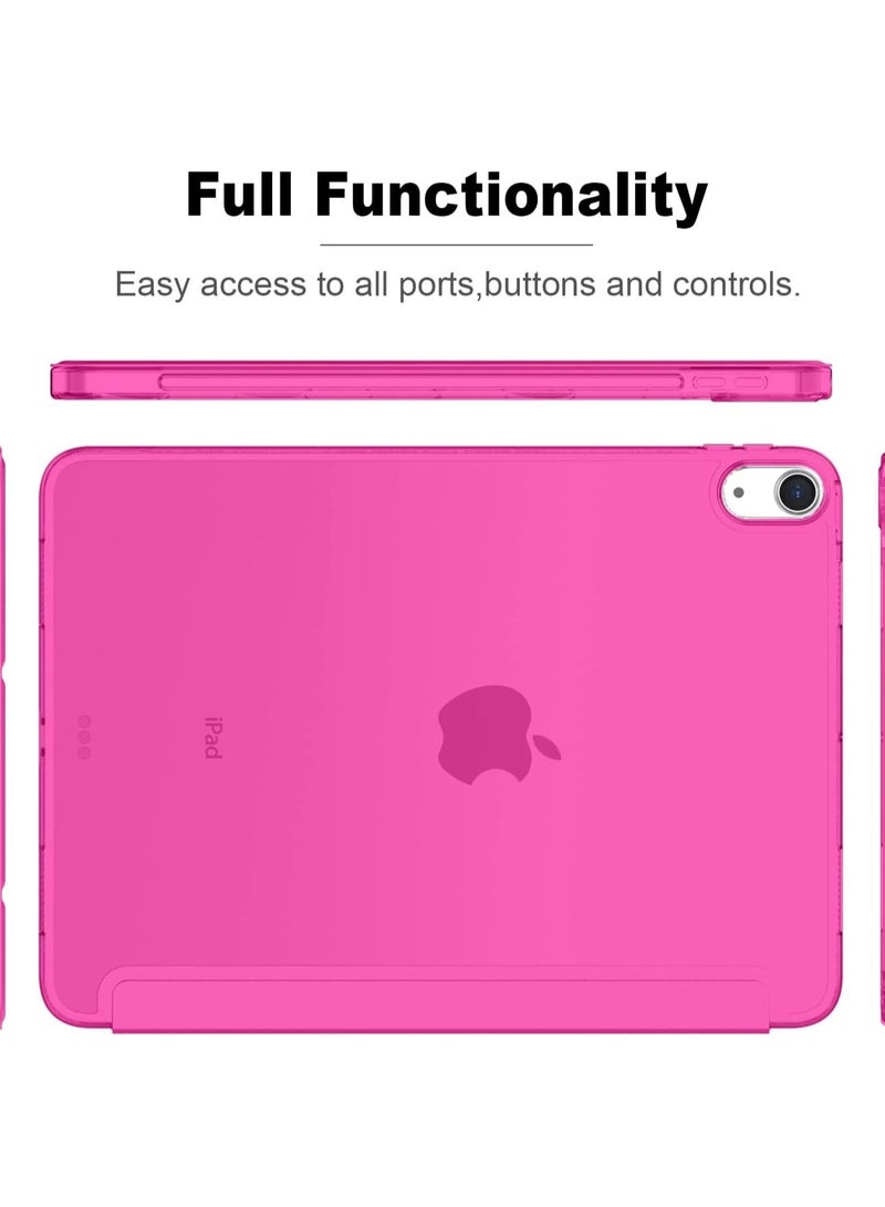 Protective Case Cover For Apple iPad 10.9 inch (2021/2020/2019) Generation with Pencil Holder, Supports Apple Pencil Charging and Touch ID, Shockproof Cover  with Auto Wake/Sleep, Hot pink - Image 3