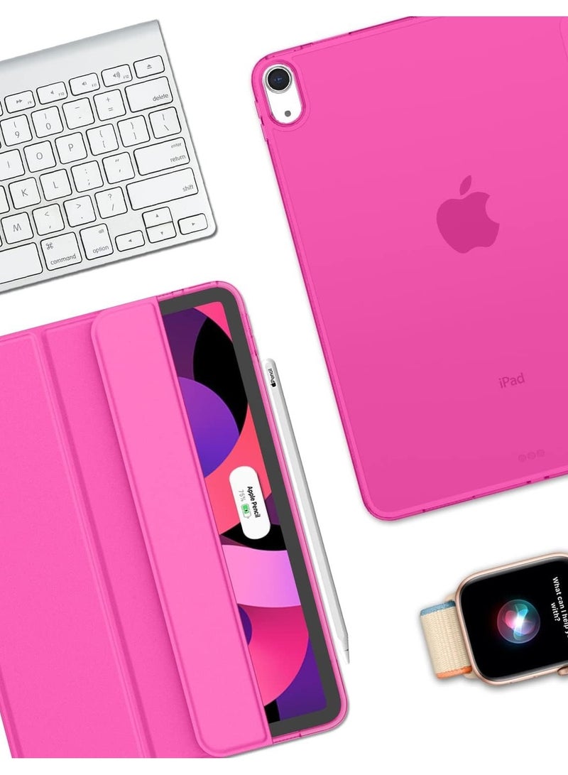 Protective Case Cover For Apple iPad 10.9 inch (2021/2020/2019) Generation with Pencil Holder, Supports Apple Pencil Charging and Touch ID, Shockproof Cover  with Auto Wake/Sleep, Hot pink - Image 4