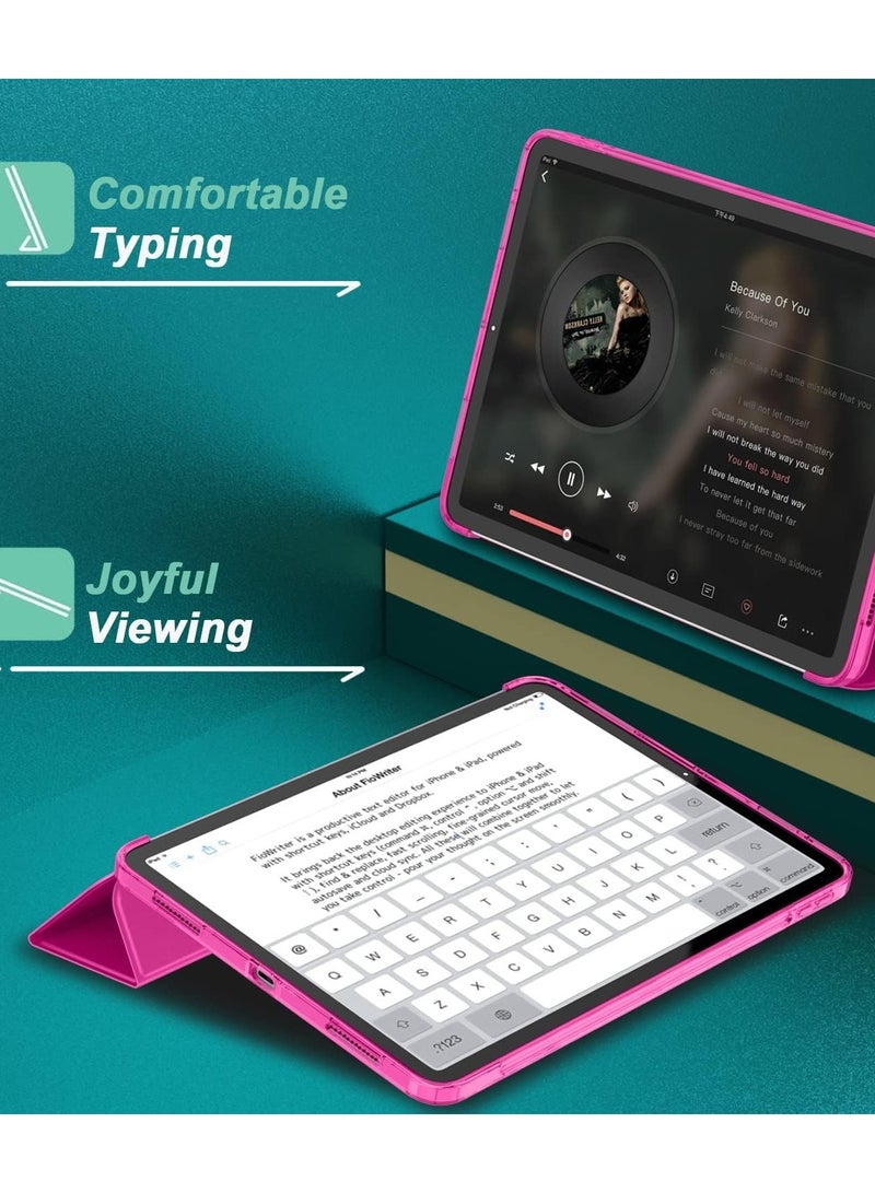 Protective Case Cover For Apple iPad 10.9 inch (2021/2020/2019) Generation with Pencil Holder, Supports Apple Pencil Charging and Touch ID, Shockproof Cover  with Auto Wake/Sleep, Hot pink - Image 5