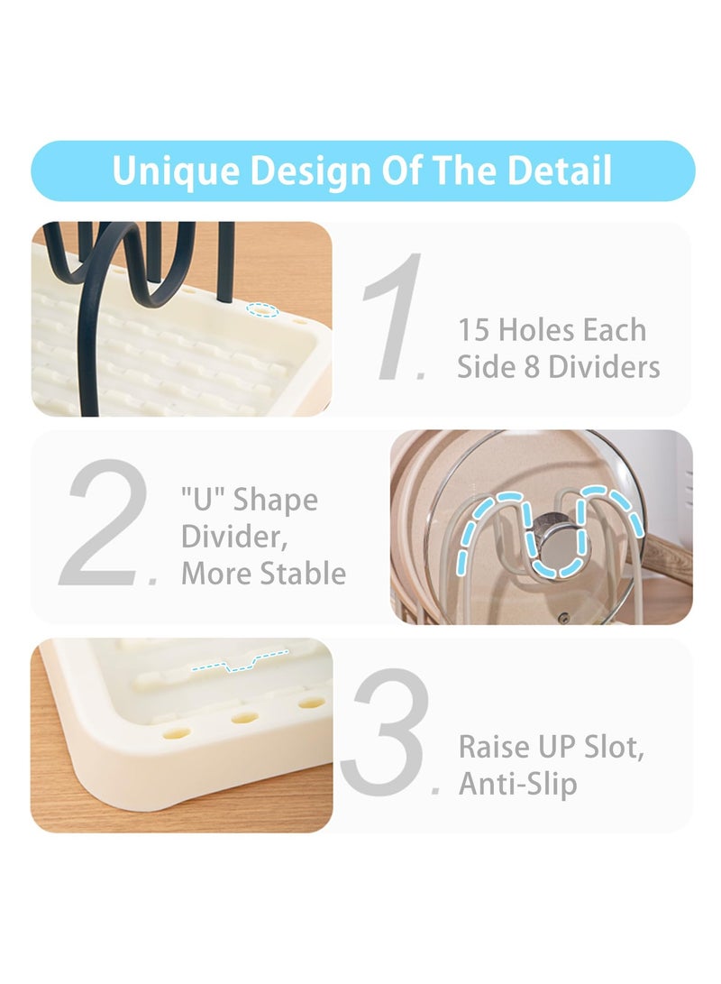 سيوسي منظم القدور والمقالي من SYOSI، غطاء وعاء Oganzier لعداد المطبخ مع 8 فواصل قابلة للتعديل، وعاء PP للطعام وحامل رف عموم لوعاء الخزانة وأدوات الخبز وألواح التقطيع والغطاء والأطباق - Image 3