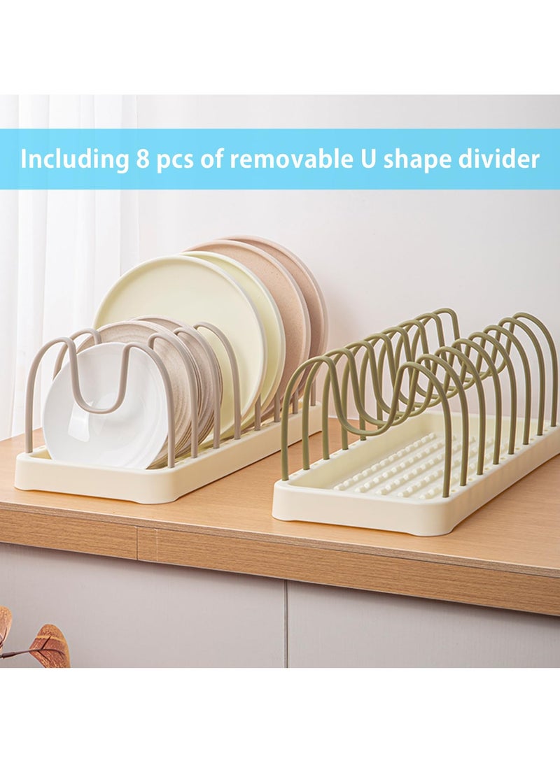 سيوسي منظم القدور والمقالي من SYOSI، غطاء وعاء Oganzier لعداد المطبخ مع 8 فواصل قابلة للتعديل، وعاء PP للطعام وحامل رف عموم لوعاء الخزانة وأدوات الخبز وألواح التقطيع والغطاء والأطباق - Image 4