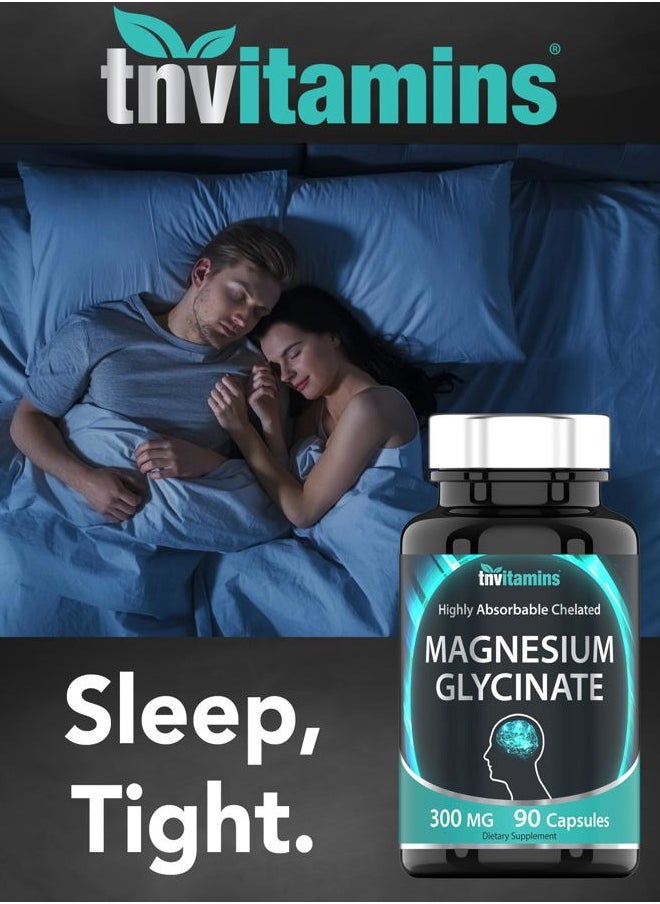 tnvitamins - Magnesium Glycinate Capsules (300 MG - 90 Count) | Pure Chelated Magnesium Bisglycinate Powder Supplement | Glicinato de Magnesio | Magnesium for Sleep, Calm, Nerve, & Stress Support* | TNVitamins - Image 1