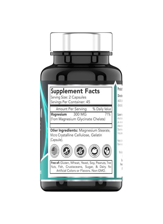 tnvitamins - Magnesium Glycinate Capsules (300 MG - 90 Count) | Pure Chelated Magnesium Bisglycinate Powder Supplement | Glicinato de Magnesio | Magnesium for Sleep, Calm, Nerve, & Stress Support* | TNVitamins - Image 1