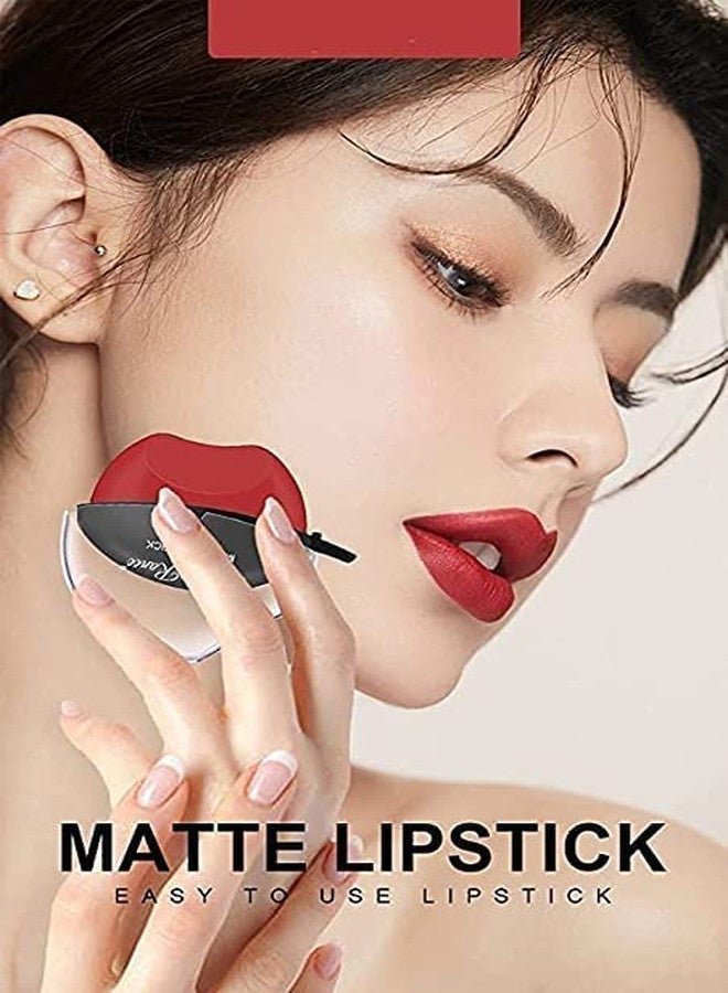 Glowhouse Apple Shape Lazy Quick Matte Lipstick Long-Lasting Wear Non-Stick Cup Not Fade Waterproof Lip Gloss,Matte Lipstick Pack of 2 (Red Maroon) - Image 5