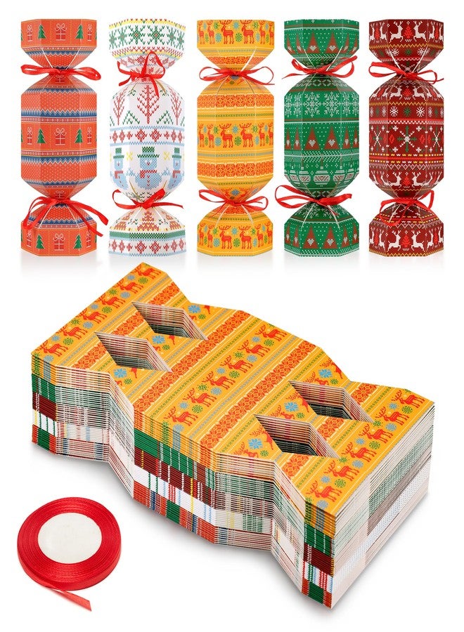 Huiguli 50 Pack Christmas Cracker Kit No Snap - DIY Fillable Xmas Party Crackers for Holiday Table Favors, Candy Boxes, Gift Decoration, and Dinner Party Supplies (Ugly Sweater) - Image 1