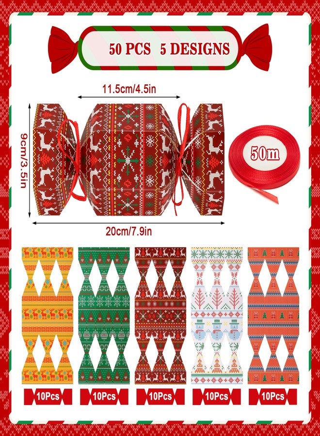 Huiguli 50 Pack Christmas Cracker Kit No Snap - DIY Fillable Xmas Party Crackers for Holiday Table Favors, Candy Boxes, Gift Decoration, and Dinner Party Supplies (Ugly Sweater) - Image 2