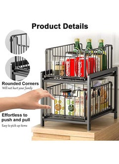 Arabest Under Sink Cabinet Organizer Bathroom Sink Storage Stackable 2 Tier Under Sink Organizer Pull Out Under Sink Shelf Rack with Sliding Storage Drawer for Bathroom Pantry Kitchen (Black)  - Image 3