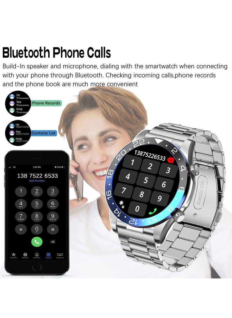 Men's Smartwatch 1.43" Amoled HD Full Touch Screen Fitness Tracker Heart Rate Pressure Sleep Monitor Business Sports Smart Watch for Men
