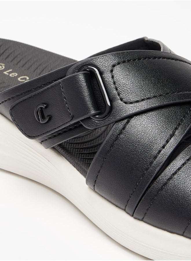 Le Confort - Women's Logo Detail Slip-On Cross Strap Sandals - Image 1