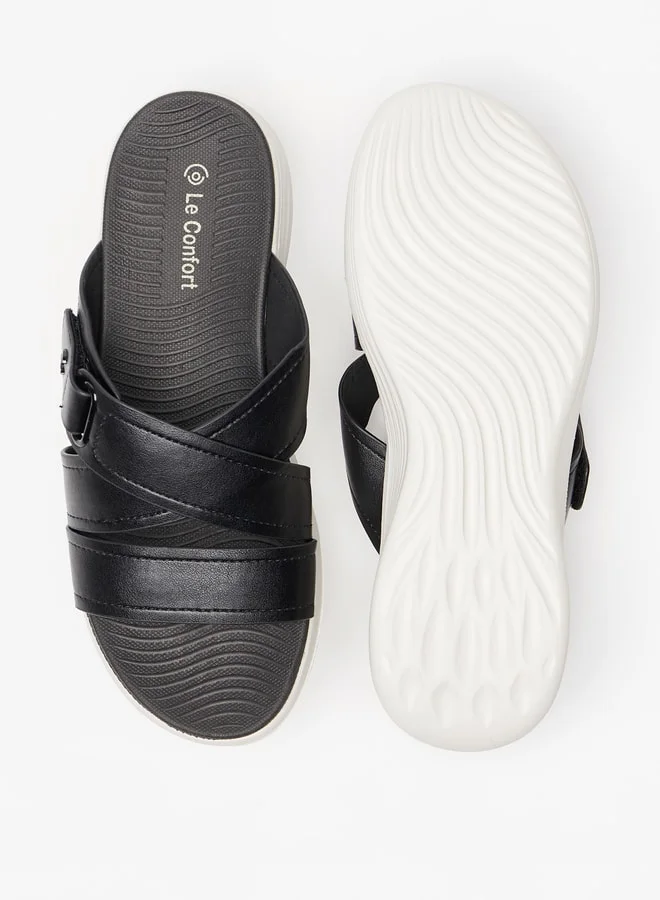 Le Confort Women's Logo Detail Slip-On Cross Strap Sandals