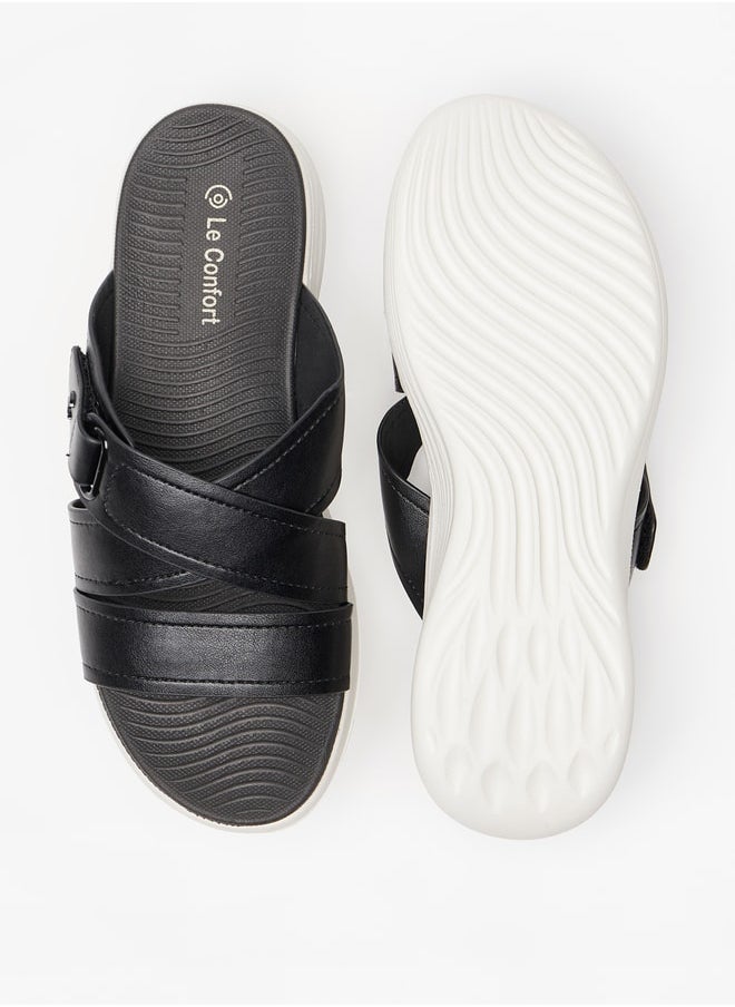 Le Confort - Women's Logo Detail Slip-On Cross Strap Sandals - Image 1