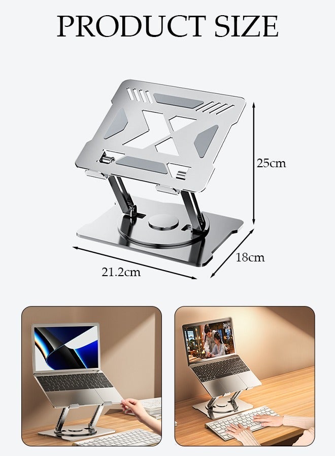 DUNISO Adjustable Computer Stand with 360 Rotating Base,Aluminum Computer Stand for Laptops,Ergonimic Foldable Laptop for Desk Compatible with All 10-17" Laptops - Image 4