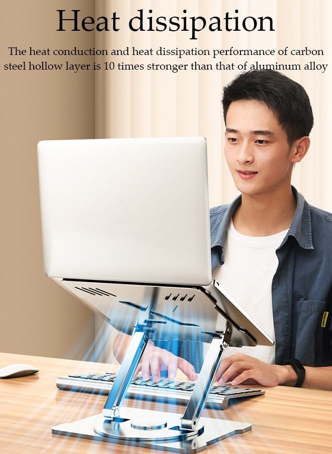 DUNISO Adjustable Computer Stand with 360 Rotating Base,Aluminum Computer Stand for Laptops,Ergonimic Foldable Laptop for Desk Compatible with All 10-17" Laptops - Image 2