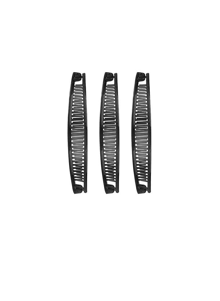 1st Choice 1st Choice 3 Pieces Clincher Combs Banana Combs Banana Clip Grip Comb Fishtail Fish Hair Lady Fish Shape Ponytail Banana Clip Girls Long Women Clamp Accessory (Color - Black)  - Image 1