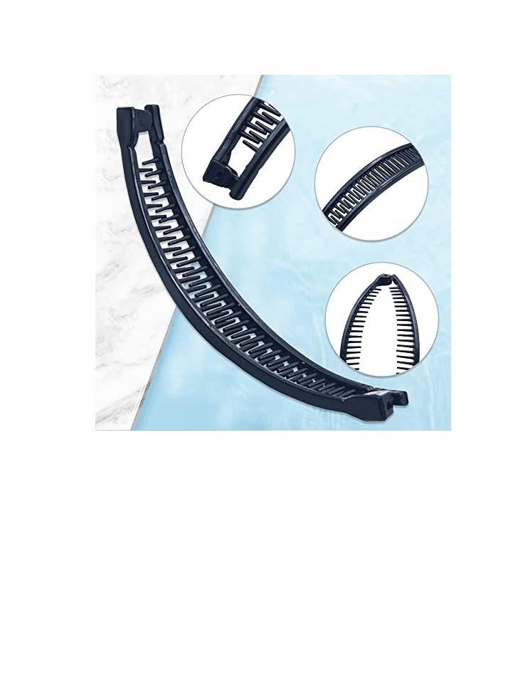 1st Choice 1st Choice 3 Pieces Clincher Combs Banana Combs Banana Clip Grip Comb Fishtail Fish Hair Lady Fish Shape Ponytail Banana Clip Girls Long Women Clamp Accessory (Color - Black)  - Image 3