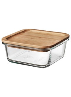 Food Container With Lid, Square Glass/Bamboo, 600 Ml - pzsku/Z1530E6D2B108E81947CAZ/45/_/1733840221/f49883d6-c112-44eb-933a-723777d80972