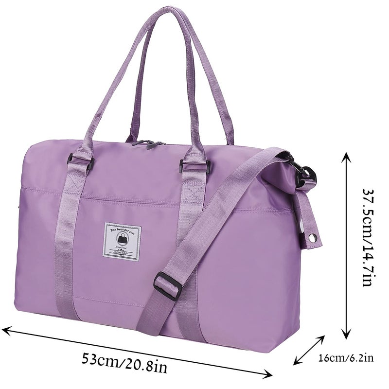 Woogwin Travel Duffle Bag, Waterproof Sport Tote Gym Bag for Women Men, Overnight Weekender Carry On Bag with Wet Pocket(New Purple) - Image 2