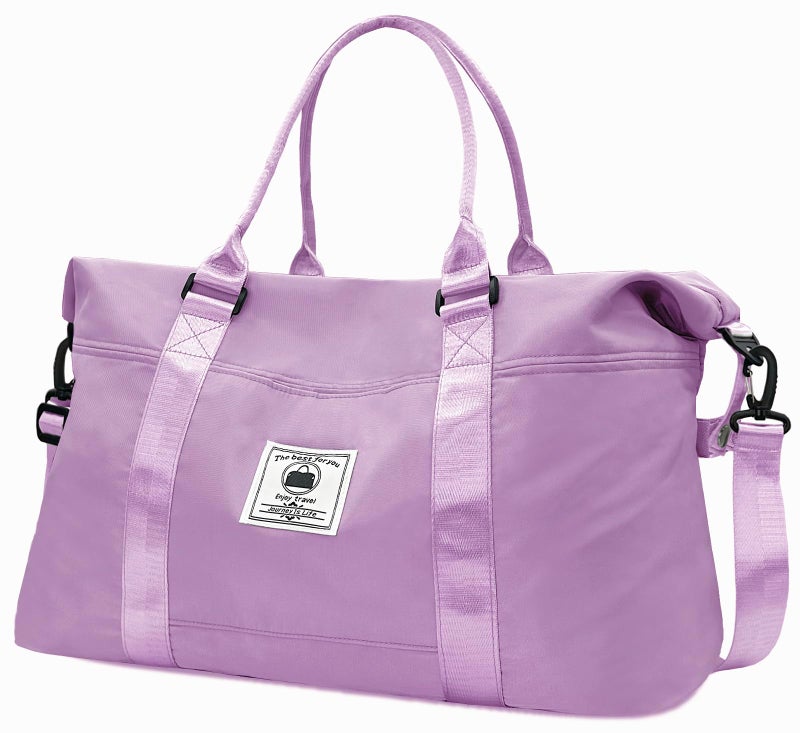 Woogwin Travel Duffle Bag, Waterproof Sport Tote Gym Bag for Women Men, Overnight Weekender Carry On Bag with Wet Pocket(New Purple) - Image 1