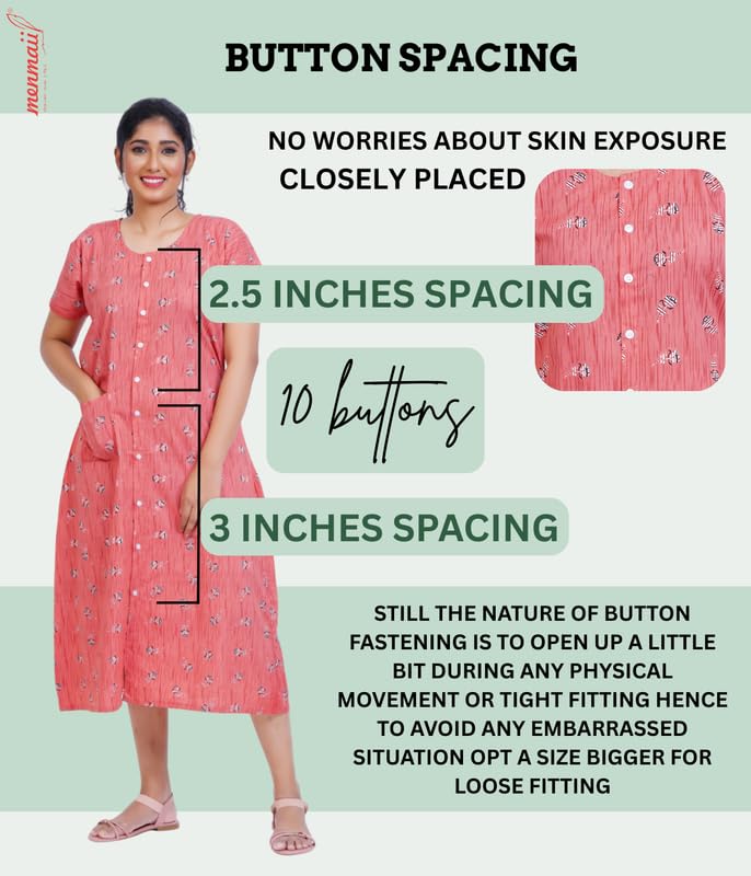 MENMAII Women's[L-4XL] Full Open/Front Buttoned [a Kind of Adaptive Clothing] Multipurpose Nighty for Maternity/Pregnancy/Elderly/Patient/Feeding/Hospital Purpose Nighty(Clay_3XL/ Calf Length - Image 2