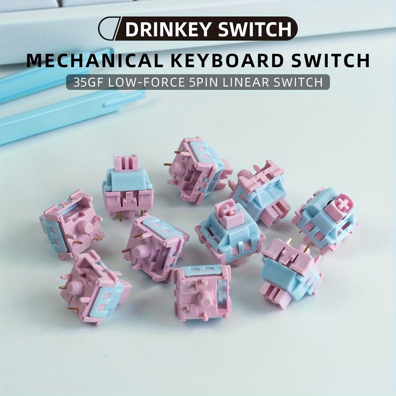مفتاح خطي مسبق التشحيم بقوة منخفضة 35 جرامًا، 5 دبابيس، بلون وردي، من Grow Switch، 35 قطعة لترقية لوحة المفاتيح القابلة للتبديل السريع. - Image 4