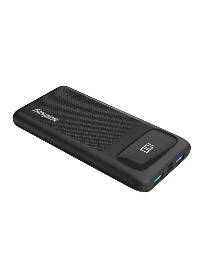 إنرجايزر باور بانك 10000 مللي أمبير في الساعة بمنفذ USB-C وتقنية PD وبقوة 20 وات + مخرجان USB-A بقوة 18وات - منافذ إدخال مايكرو USB-C وشاشة LCD 10000 mAh أسود - Image 1