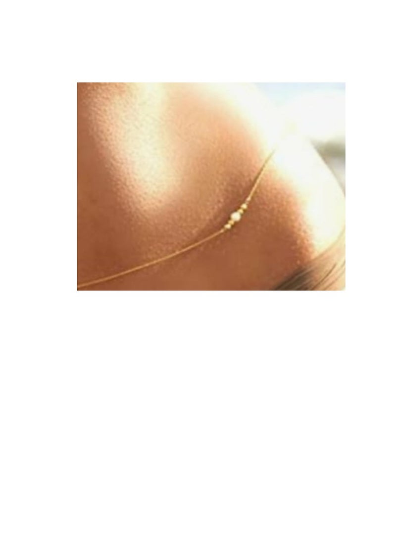 RA accessories Women Body Chain Golden With Off White Pearls Belly Chain  - Image 3