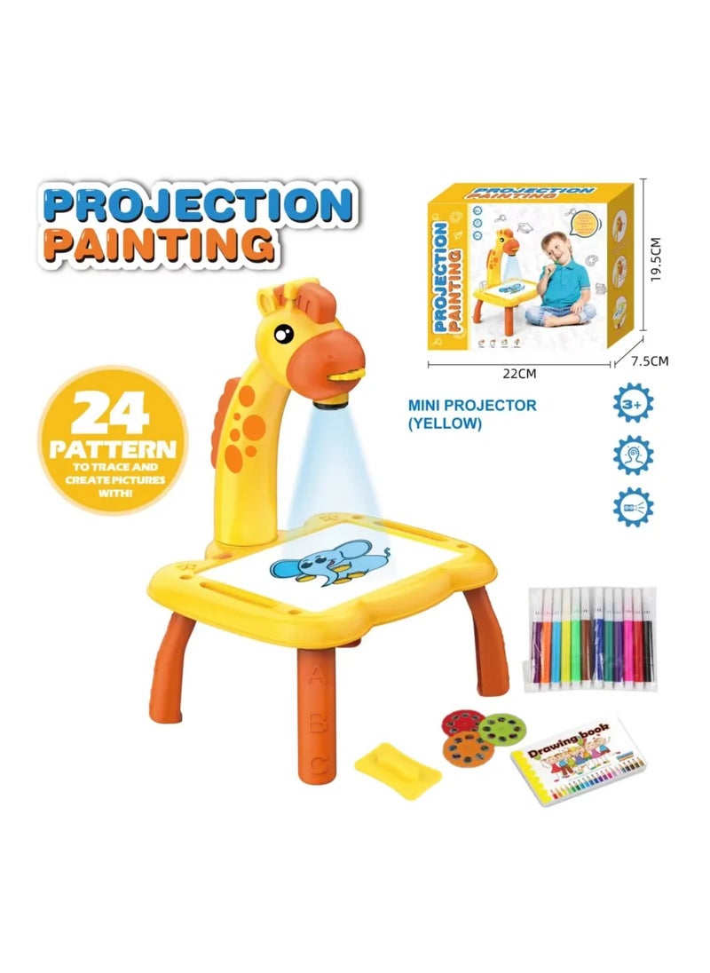 Children Led Projector Art Drawing Table Toys Kids Painting Board Desk Arts Crafts Educational Learning Paint Tools Toy for Girl(Yellow)  - Image 5
