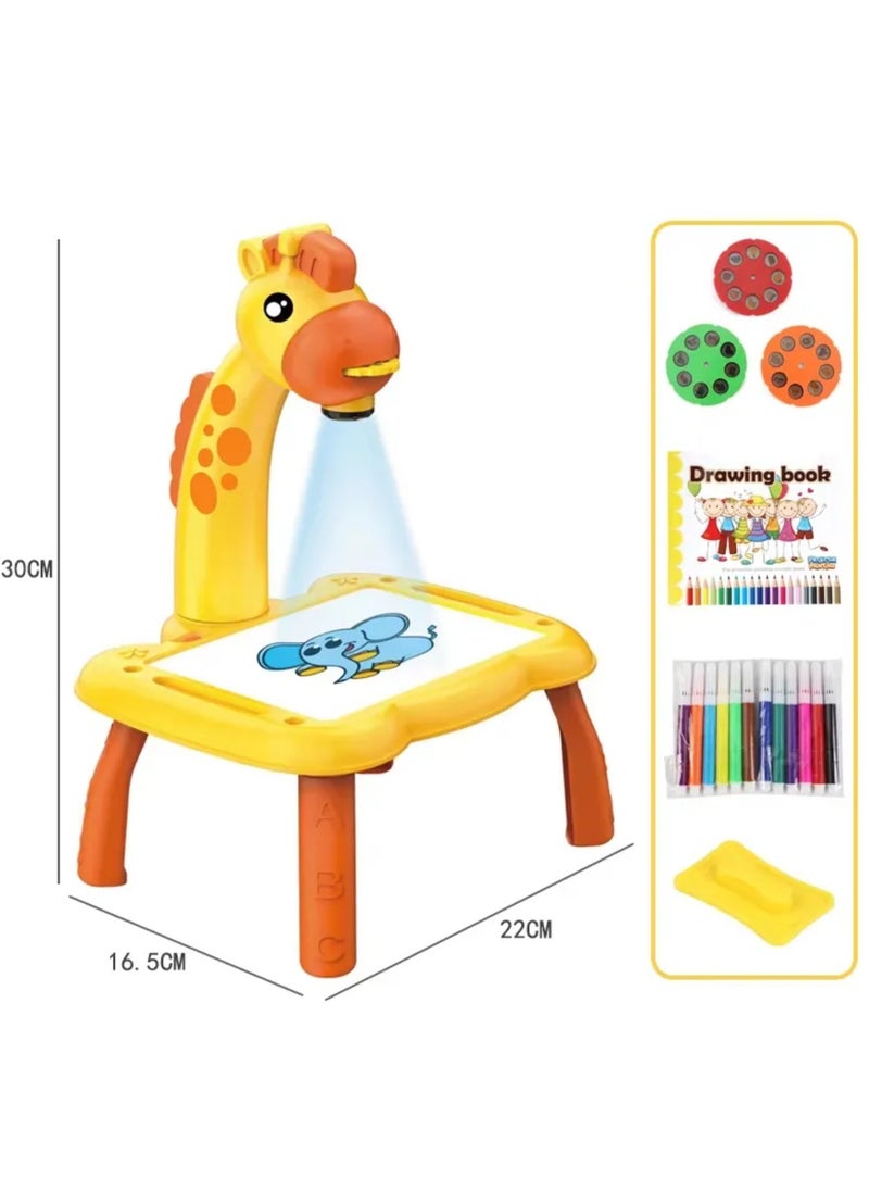 Children Led Projector Art Drawing Table Toys Kids Painting Board Desk Arts Crafts Educational Learning Paint Tools Toy for Girl(Yellow)  - Image 3