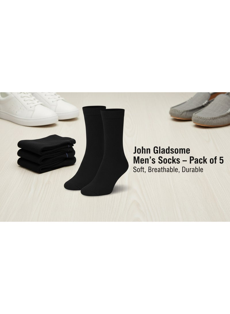 John Gladstone جوارب جون غلادستون للرجال بلون أسود، عبوة من 5 - Image 4