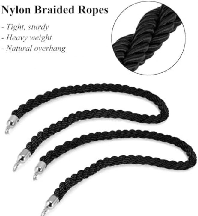 Elegant Velvet Rope Barriers for Crowd Control, Perfect for Events, Hotels, and Banks,Braided-Gold Hook-1.5m - Image 4