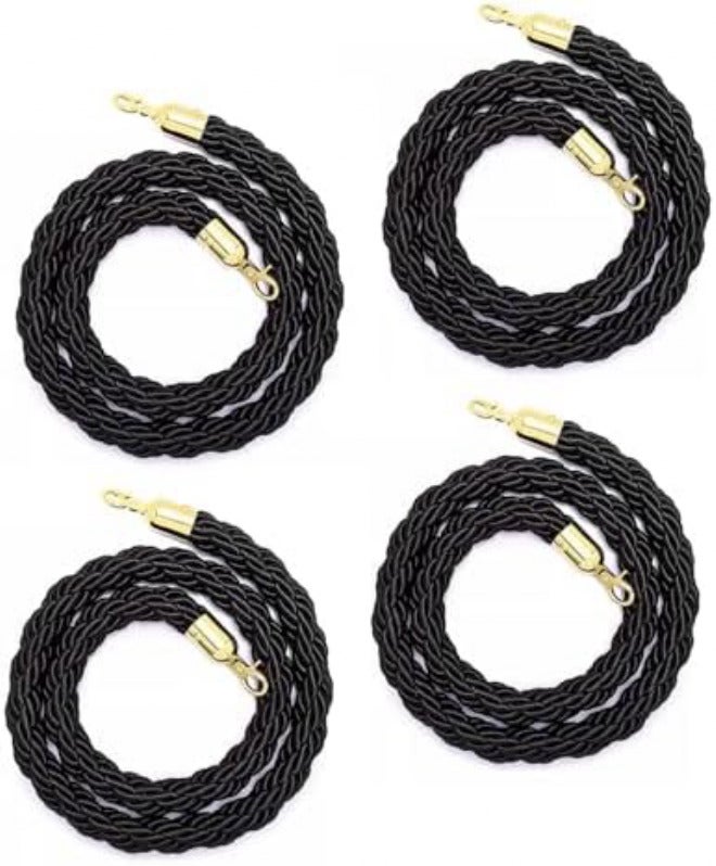 Elegant Velvet Rope Barriers for Crowd Control, Perfect for Events, Hotels, and Banks,Braided-Gold Hook-1.5m - Image 1