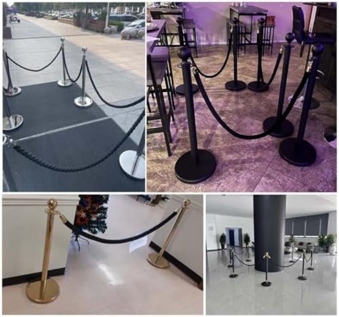 Elegant Velvet Rope Barriers for Crowd Control, Perfect for Events, Hotels, and Banks,Braided-Gold Hook-1.5m - Image 2