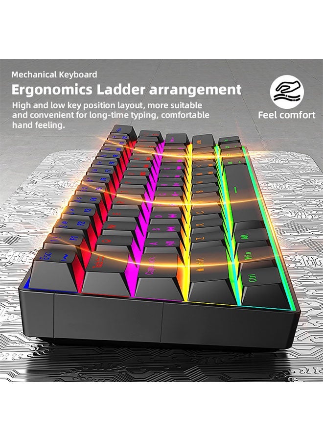 أوشن لوحة مفاتيح الألعاب الميكانيكية, لوحة مفاتيح الألعاب السلكية ذات الضوء الخلفي RGB LED مع مفاتيح مكافحة الغبار لـ Windows PC USB-C,رقيقة جدا وخفيفة الوزن، صغيرة الحجم وتوقعات موجزة,جودة عالية وأداء موثوق به - Image 3