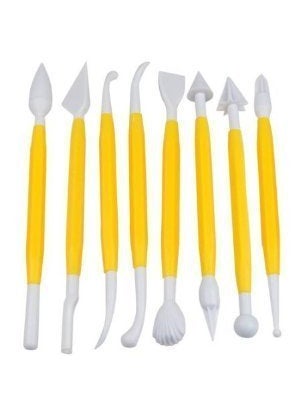 BAKING SET Baking Set 8 in 1 Decorating Carving Bone Tools CakeFondant Decoration Random Colour  - Image 1