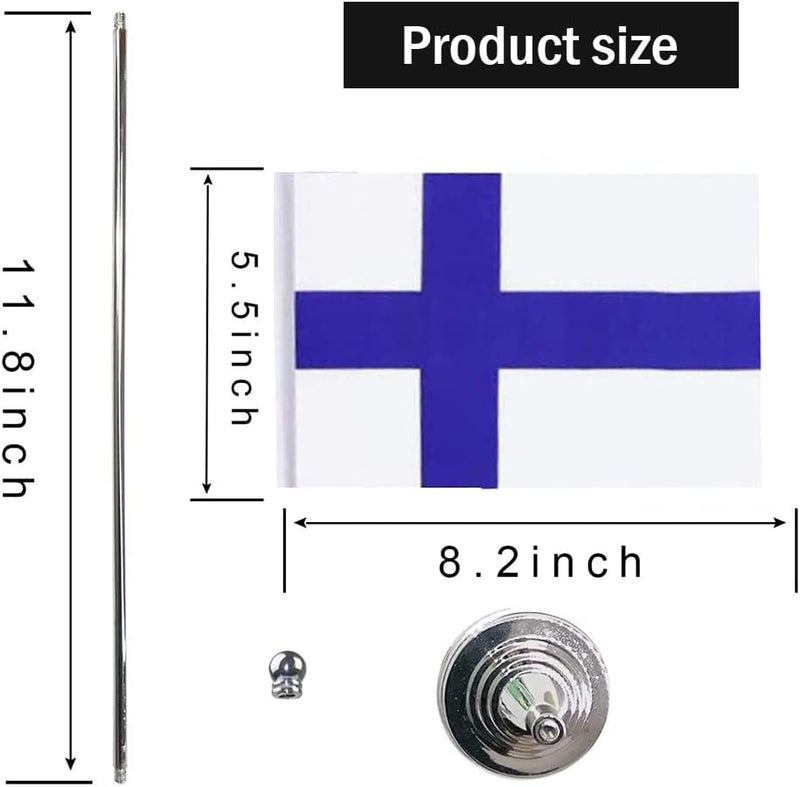 mflagperft Finland Flag Finnish Flags, Small Mini Finnish Desk Flag, Used for Table Office Classroom Home Patriotic Events Decorations - Image 2