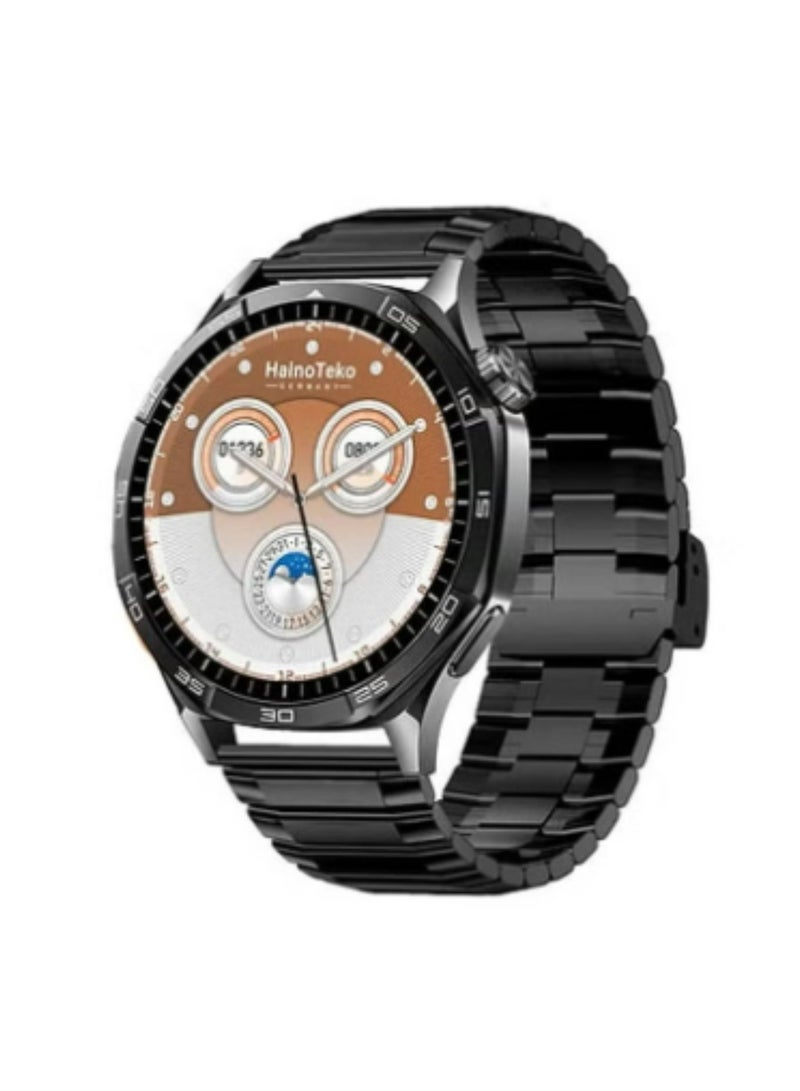 هينو تيكو ساعة ذكية RW-64 GT5 Max بشاشة AMOLED كبيرة، ومساعد صوتي، و3 أحزمة - ساعة ذكية أنيقة وعملية للرجال - لون أسود - Image 2