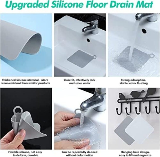 SYOSI Silicone Drain Cover, White 8 in/20cm, 2 Pcs Tub Stopper Floor Anti-Odor Mat, Anti Cockroach Deodorizing Kitchen Seal for Shower, Laundry, Toilet and Else - Image 5