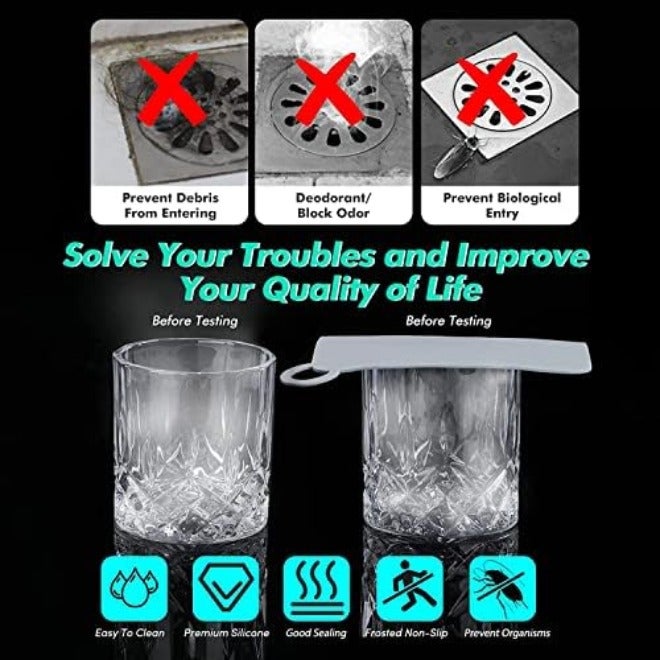 SYOSI Silicone Drain Cover, White 8 in/20cm, 2 Pcs Tub Stopper Floor Anti-Odor Mat, Anti Cockroach Deodorizing Kitchen Seal for Shower, Laundry, Toilet and Else - Image 4