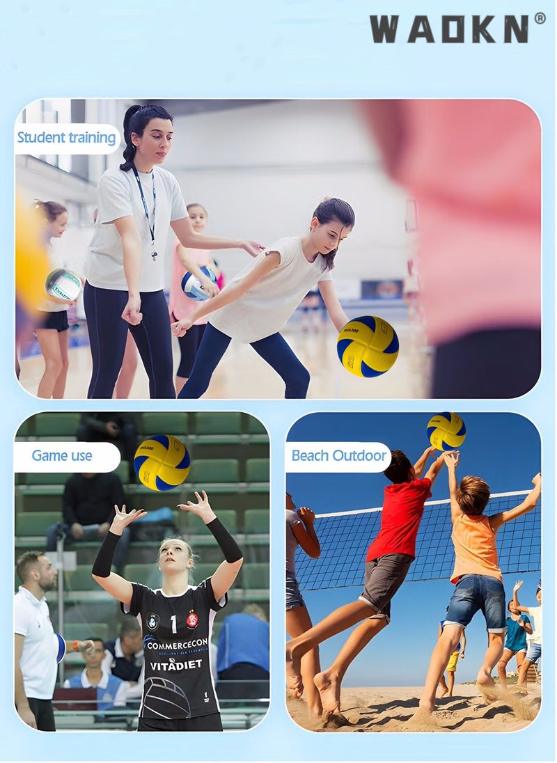 WAOKN Soft Touch Volleyball - Official Size 5 for Indoor/Outdoor/Gym/Beach Games,Explosion Proof Machine Sewn Soft Volleyball,Sports Training Game Play Ball,Premium Soft Volleyball  - Image 3