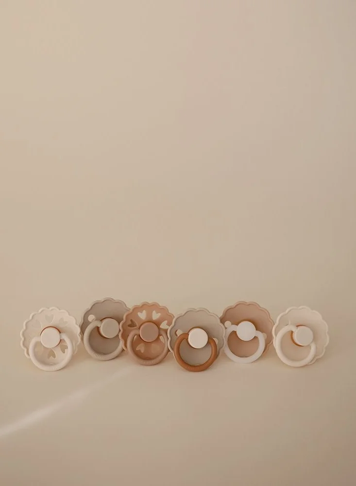 FRIGG Round Silicone Baby Pacifier 0-6M 6-Pack Cinnamon Charm - Size 1