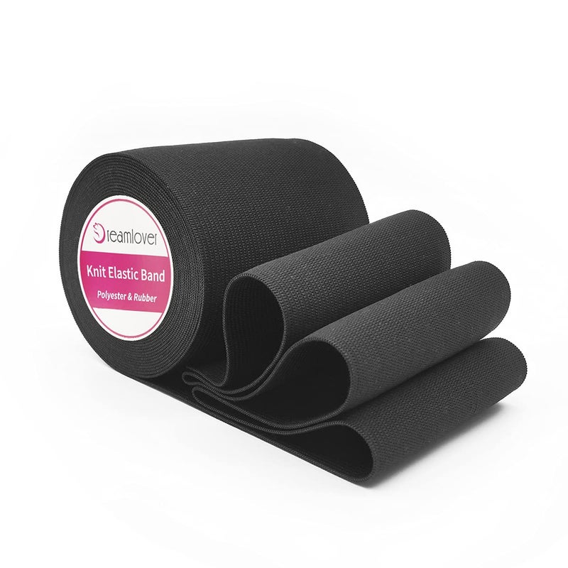 Dreamlover Black Elastic Band for Sewing, Wide Elastic Band, 3.15 Inches x 6 Yards - Image 1