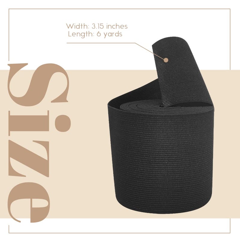 Dreamlover Black Elastic Band for Sewing, Wide Elastic Band, 3.15 Inches x 6 Yards - Image 3