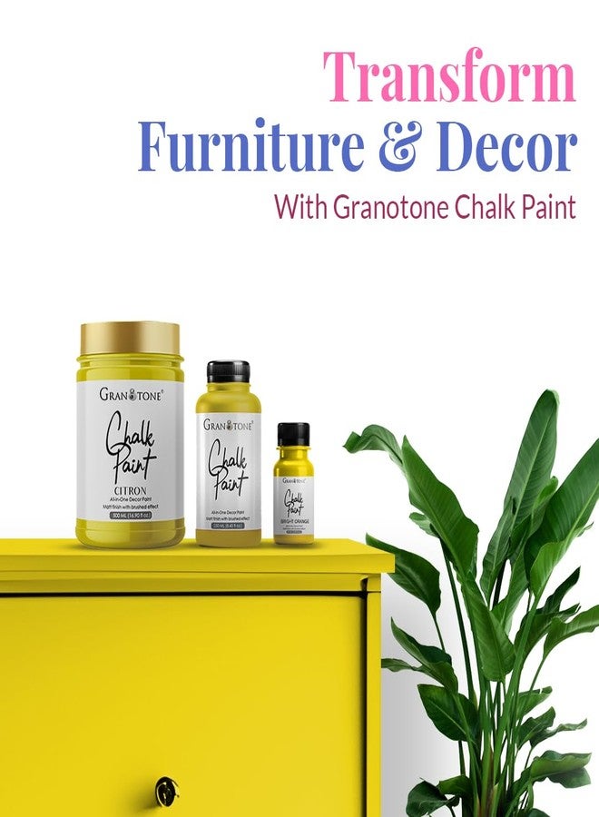 GRANOTONE Chalk Paint for Furniture | Matt-Finish Water-Based Acrylic Paint for Wood, Walls, Metal, Glass, Paper, Fabric Canvas | Maximum Coverage Chalk Paint for Kids & Adults, 500 Ml (CITRON) - Image 2