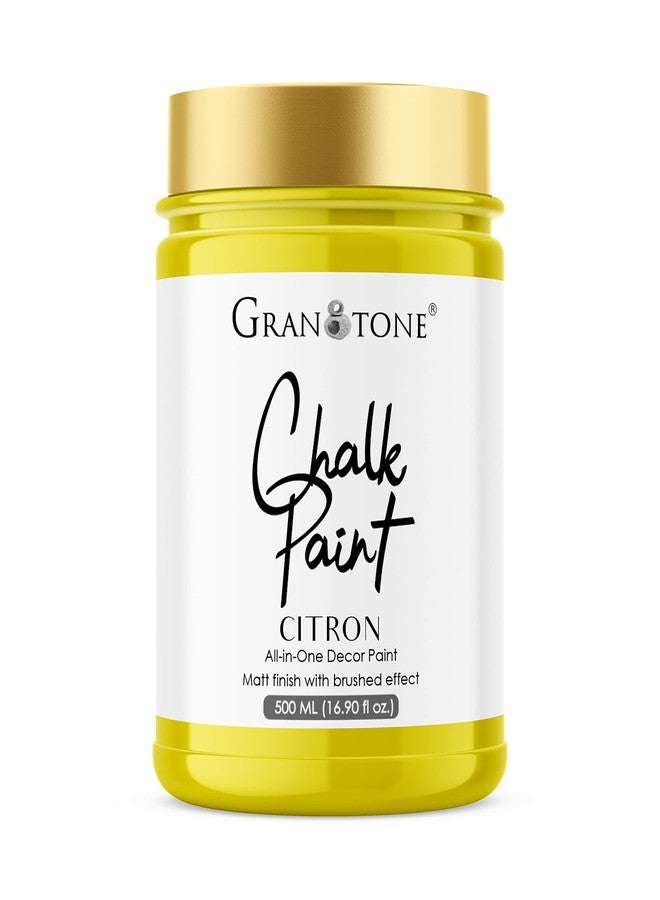 GRANOTONE Chalk Paint for Furniture | Matt-Finish Water-Based Acrylic Paint for Wood, Walls, Metal, Glass, Paper, Fabric Canvas | Maximum Coverage Chalk Paint for Kids & Adults, 500 Ml (CITRON) - Image 1