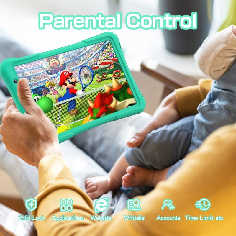 PRITOM 10 inch Kids Tablet Android 14 Tabletas 32GB, Quad-Core, 6000mAh, Large HD IPS Display, WiFi 6, Dual Camera, Bluetooth, Toddler Tablet for Kids Age 3+, Green - Image 5