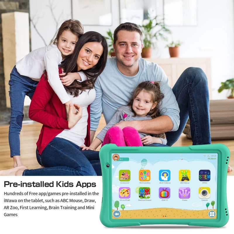 PRITOM 10 inch Kids Tablet Android 14 Tabletas 32GB, Quad-Core, 6000mAh, Large HD IPS Display, WiFi 6, Dual Camera, Bluetooth, Toddler Tablet for Kids Age 3+, Green - Image 4