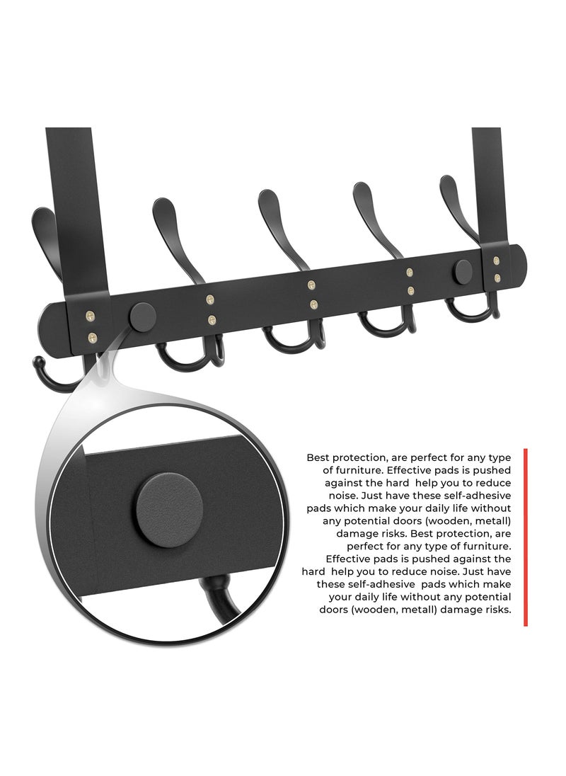 Door Hooks, Over Door Hanger with 5 Triple Hooks, 40CM Stainless Steel Coat Hanger for Bathroom, Bedroom, Closet, Bags, Keys, Black - Image 3