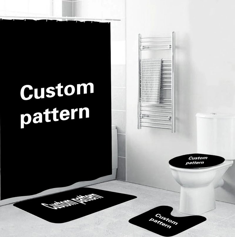 Y&D North America Style 4 Piece Bathroom Curtain Set Bath Mat Carpet Shower Curtain Set - Image 1